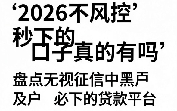 2026不风控秒下的口子真的有吗,盘点无视征信黑户必下的贷款平台