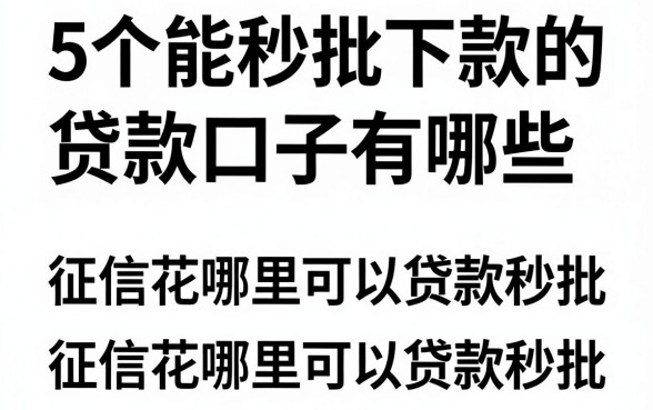5个能秒批下款的贷款口子有哪些，征信花哪里可以贷款秒批？