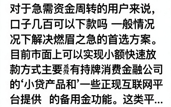 什么口子几百可以下款？2024最新小额秒批口子推荐