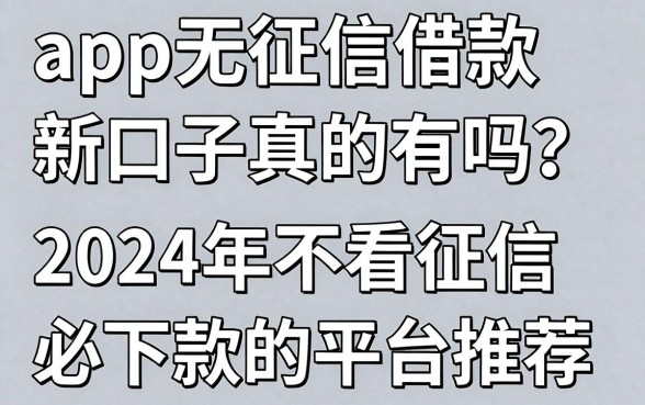 app无征信借款新口子真的有吗？2024年不看征信必下款的平台推荐
