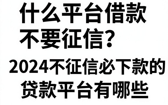 什么平台借款不要征信?2024不看征信必下款的贷款平台有哪些