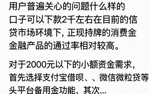 什么口子好下款2千左右，2024年容易通过的网贷有哪些？
