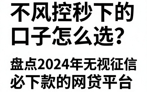 不风控秒下的口子怎么选?盘点2024年无视征信必下款的网贷平台