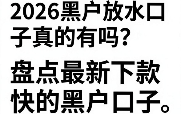 2026黑户放水口子真的有吗？盘点最新下款快的黑户口子