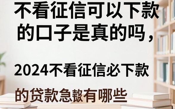 不看征信可以下款的口子是真的吗，2024不看征信必下款的贷款有哪些