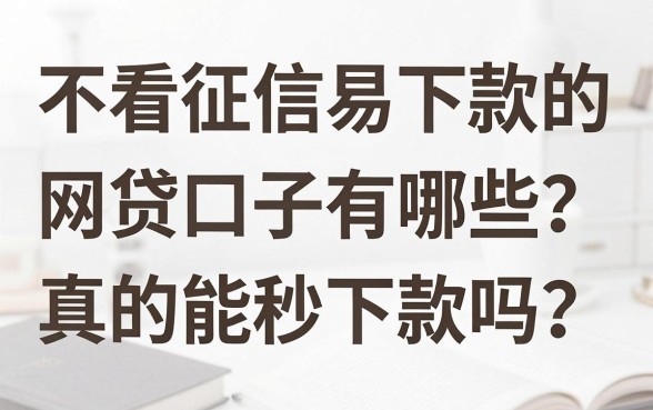 不看征信易下款的网贷口子有哪些？真的能秒下款吗？