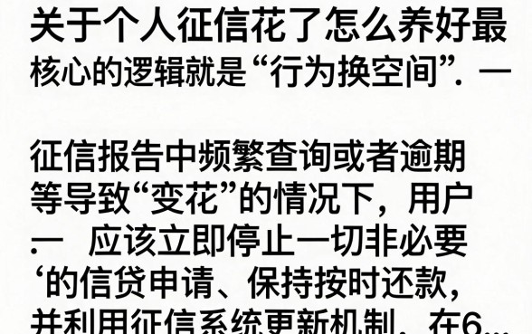 个人征信花了怎么养好？多久能恢复正常？