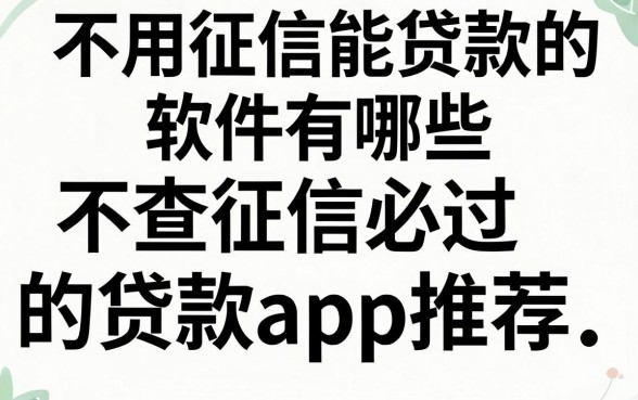不用征信能贷款的软件有哪些，不查征信必过的贷款app推荐