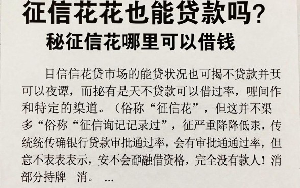 征信花也能贷款吗？揭秘征信花哪里可以借钱