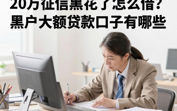 20万征信黑花了怎么借？黑户大额贷款口子有哪些