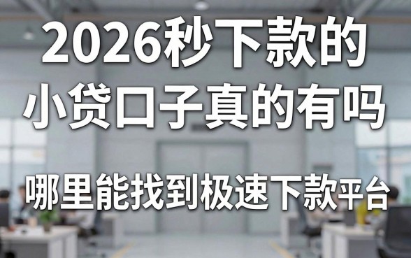 2026秒下款的小贷口子真的有吗，哪里能找到极速下款的平台