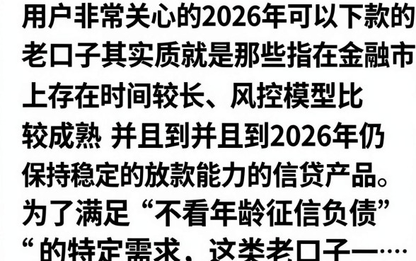 2026能下款的老口子有哪些,2026年还能下款的靠谱老口子推荐