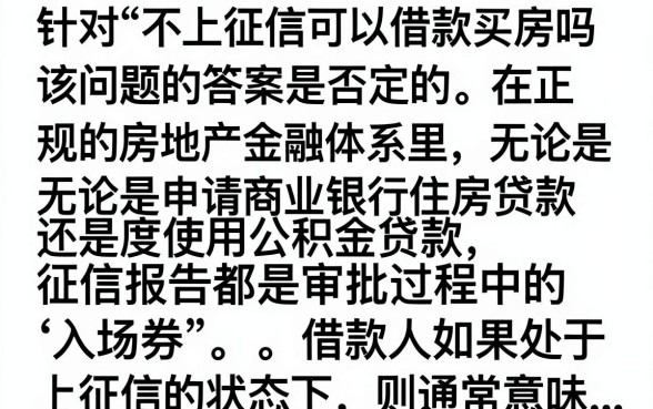 不上征信能借款买房子吗？不看征信贷款买房的真相与风险