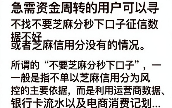 不要芝麻分的秒下口子真的有吗?哪里能找到不看芝麻分的下款平台?