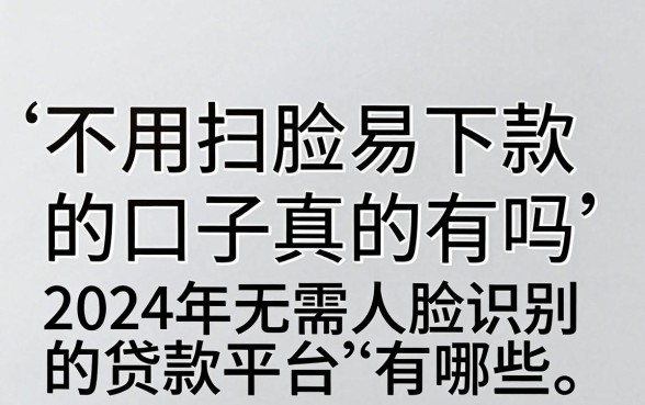 不用扫脸易下款的口子真的有吗,2024年无需人脸识别的贷款平台有哪些
