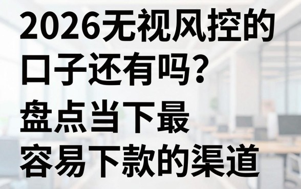 2026无视风控的口子还有吗？盘点当下最容易下款的渠道