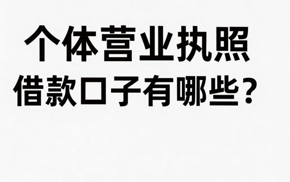 个体营业执照借款口子有哪些？有营业执照哪里可以贷款