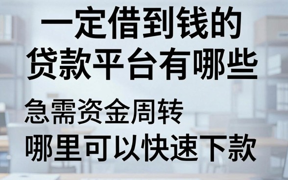 一定借到钱的贷款平台有哪些,急需资金周转哪里可以快速下款