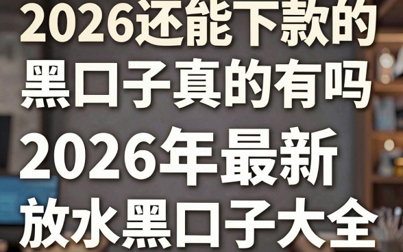 2026还能下款的黑口子真的有吗,揭秘2026年最新放水黑口子大全