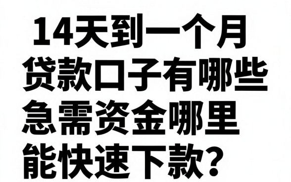 14天到一个月贷款口子有哪些，急需资金哪里能快速下款？
