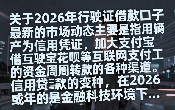 2026行驶证借款口子哪里有？行驶证抵押贷款哪个平台容易下款