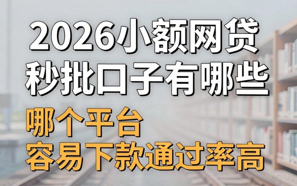 2026小额网贷秒批口子有哪些,哪个平台容易下款通过率高
