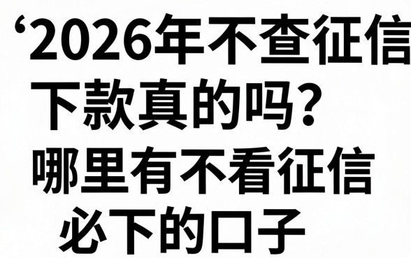2026年不查征信下款真的吗？哪里有不看征信必下的口子