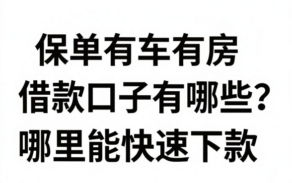 保单有车有房借款口子有哪些?哪里能快速下款?