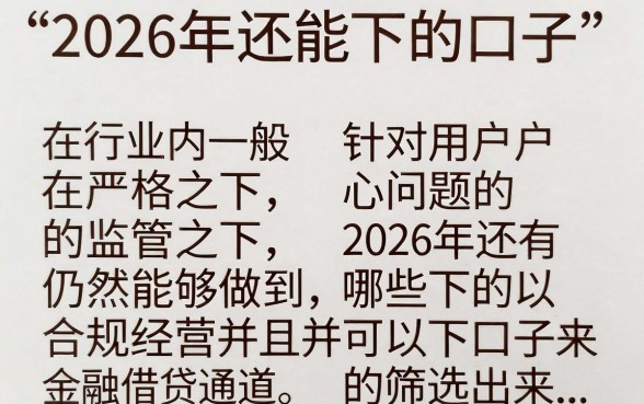 2026年还能下的口子有哪些？盘点2026年最新下款容易的口子