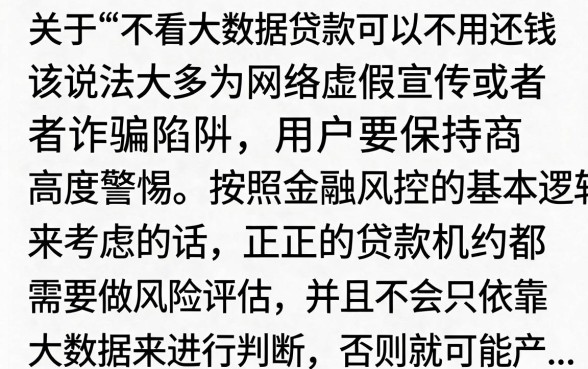 不看大数据贷款不用还款是真的吗？哪些平台可以下款？
