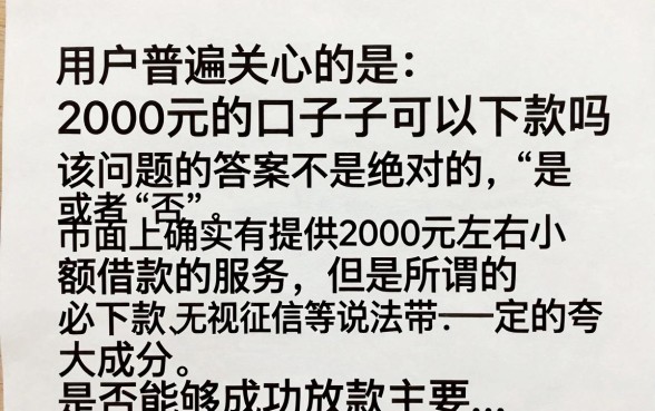 2000元口子能下款吗,哪几个小贷平台容易下款?