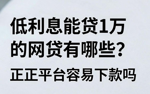 低利息能贷1万的网贷有哪些？正规平台容易下款吗