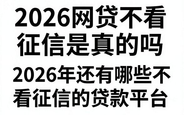 2026网贷不看征信是真的吗，2026年还有哪些不看征信的贷款平台
