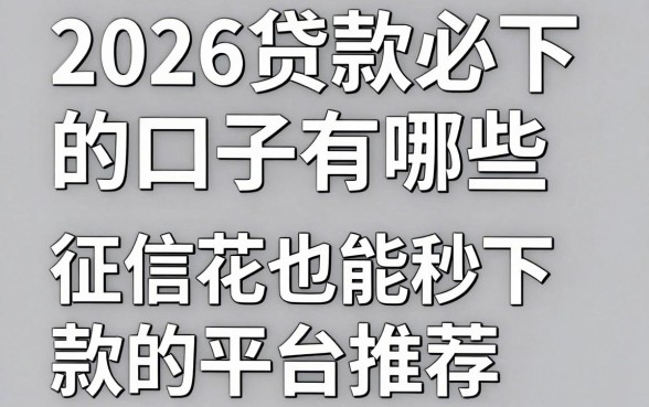 2026贷款必下的口子有哪些,征信花也能秒下款的平台推荐