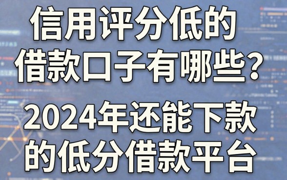 信用评分低的借款口子有哪些?盘点2024年还能下款的低分借款平台