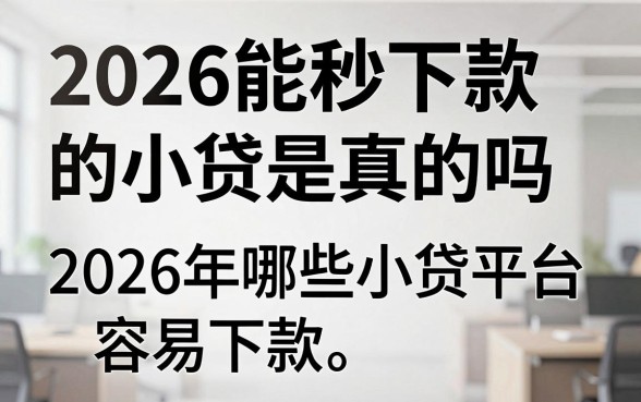 2026能秒下款的小贷是真的吗，2026年哪些小贷平台容易下款