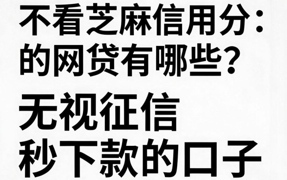 不看芝麻信用分的网贷有哪些？盘点无视征信秒下款的口子