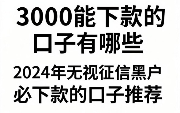 3000能下款的口子有哪些,2024年无视征信黑户必下款的口子推荐