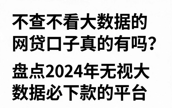 不查不看大数据的网贷口子真的有吗？盘点2024年无视大数据必下款的平台