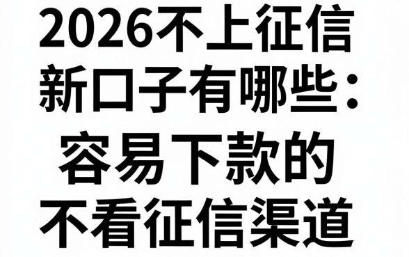 2026不上征信新口子有哪些，分享几个容易下款的不看征信渠道