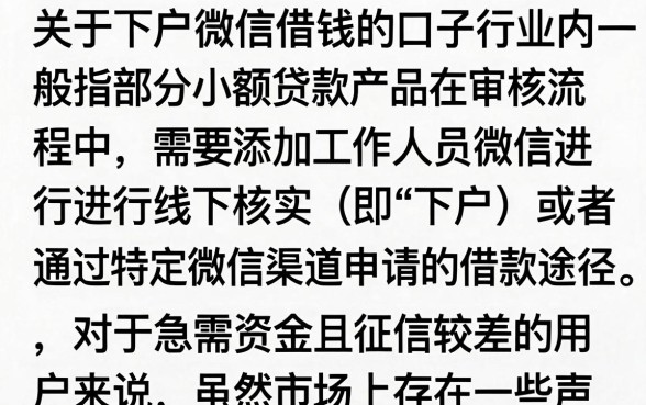 下户微信能借钱的口子有哪些，微信借钱正规平台推荐