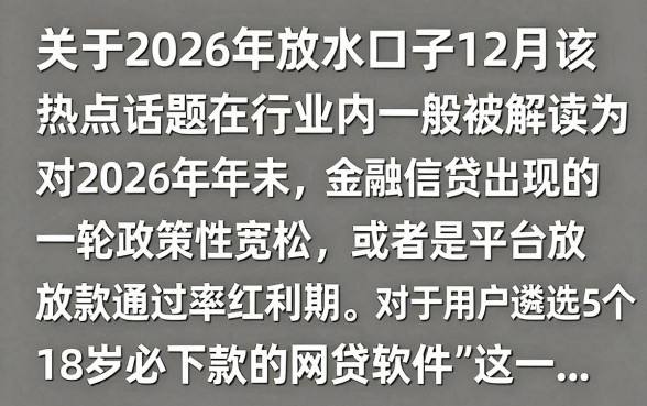 2026放水口子12月有哪些?盘点最新容易下款的网贷平台
