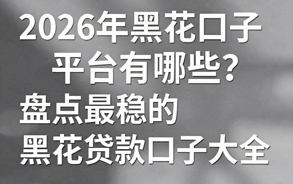 2026年黑花口子平台有哪些？盘点最稳的黑花贷款口子大全