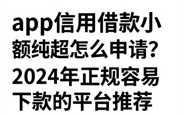 app信用借款小额纯超怎么申请？2024年正规容易下款的平台推荐