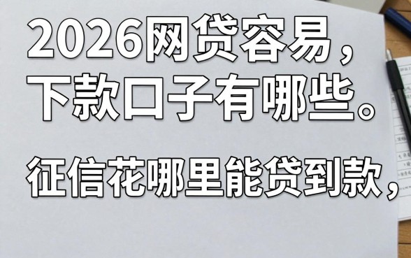 2026网贷容易下款口子有哪些，征信花哪里能贷到款