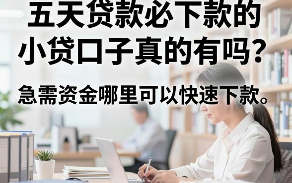 五天贷款必下款的小贷口子真的有吗?急需资金哪里可以快速下款?