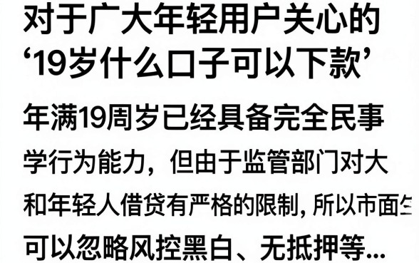 19岁什么口子可以下款？正规贷款平台有哪些