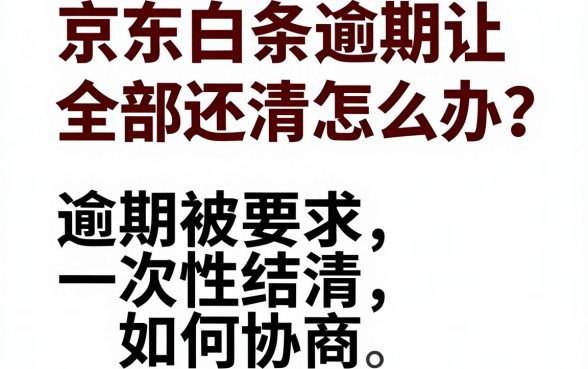 京东白条逾期让全部还清怎么办？逾期被要求一次性结清如何协商