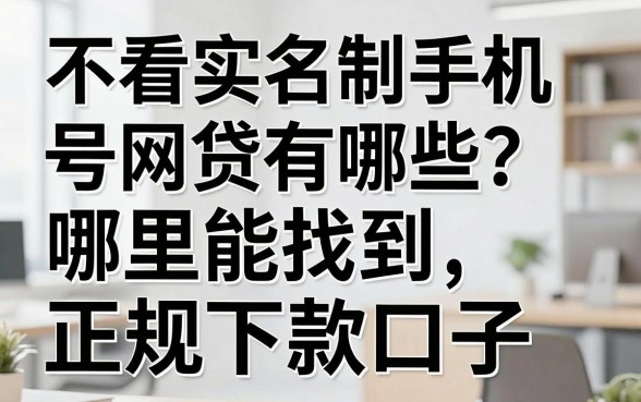 不看实名制手机号的网贷有哪些？哪里能找到正规下款口子